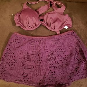 2 Piece Skirted Bikini Bathing Suit